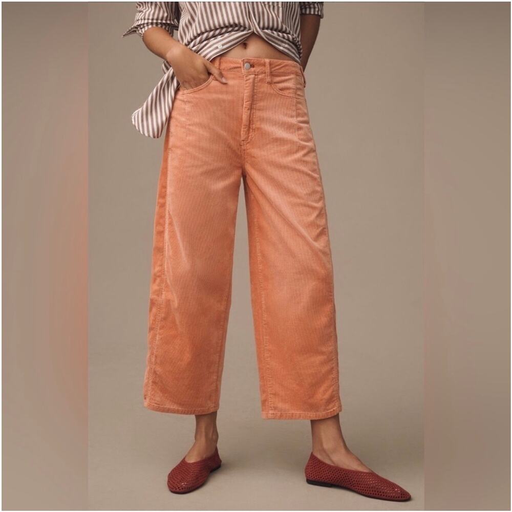 Anthropologie Pilcro Pants Womens 28 Orange Kenna Corduroy Barrel Heritage Baggy